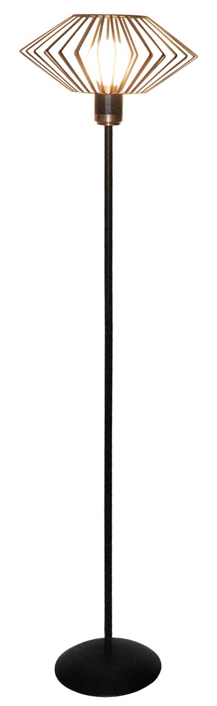 SHURU 1x E27 vloerlamp zwart + koper