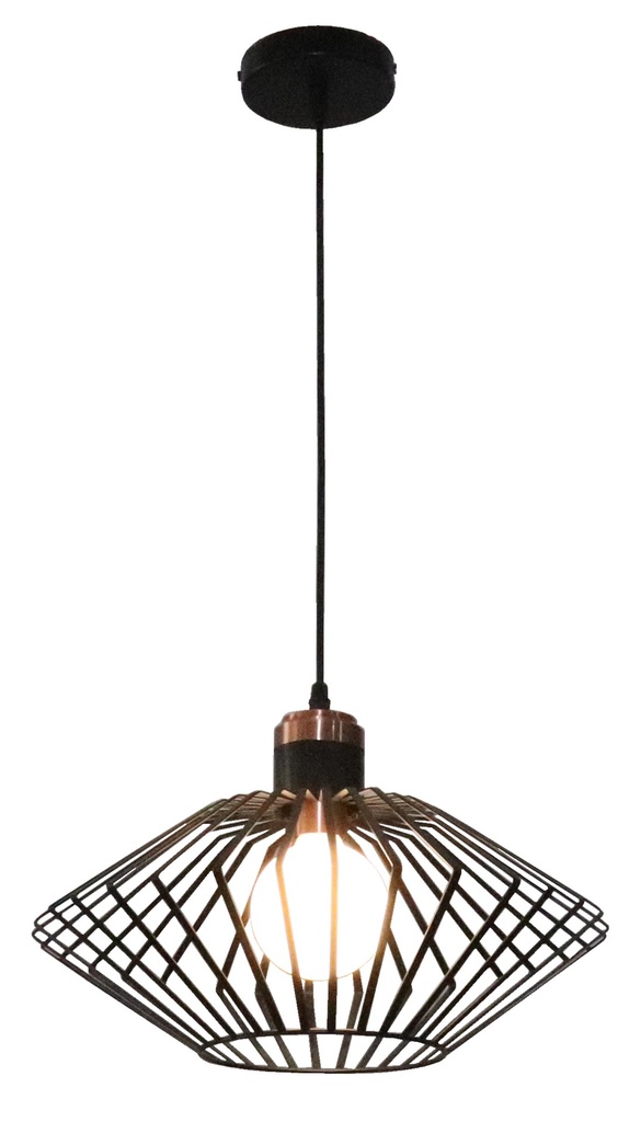 SHURU 1x E27 pendel zwart + koper Ø40cm