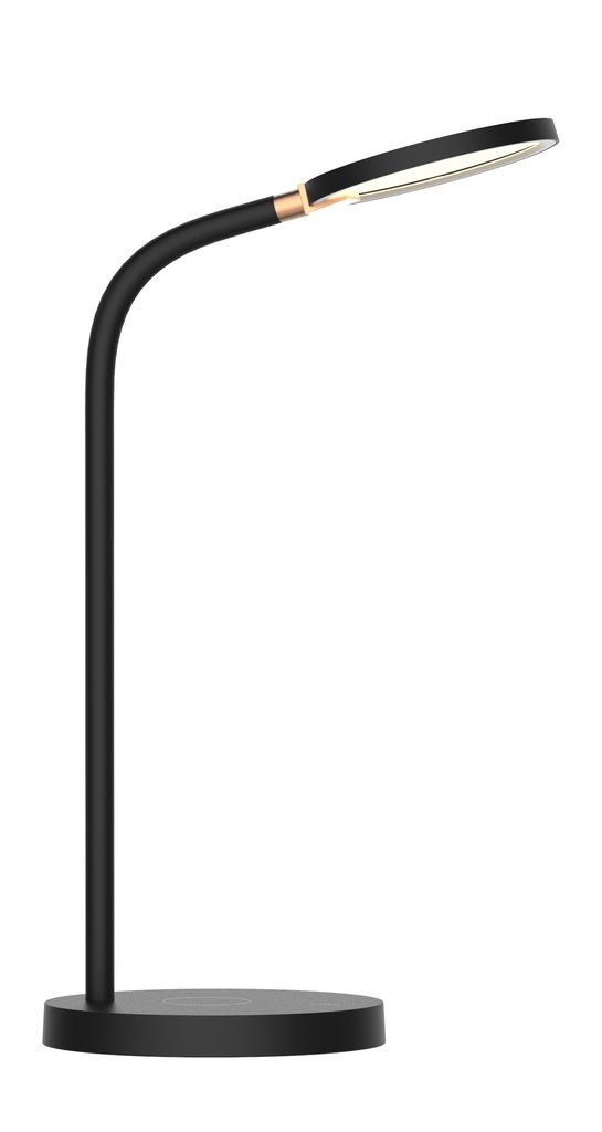 NONI LED Bureaulamp 5,5W 3-staps dimbaar + QI lader zwart
