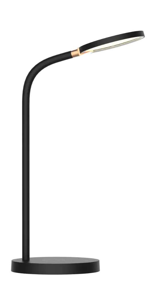 NONI LED Bureaulamp 5,5W 3-staps dimbaar + QI lader zwart