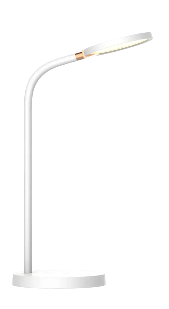 NONI LED lampe de bureau 5,5W 3-step dimmable + chargeur QI blanc