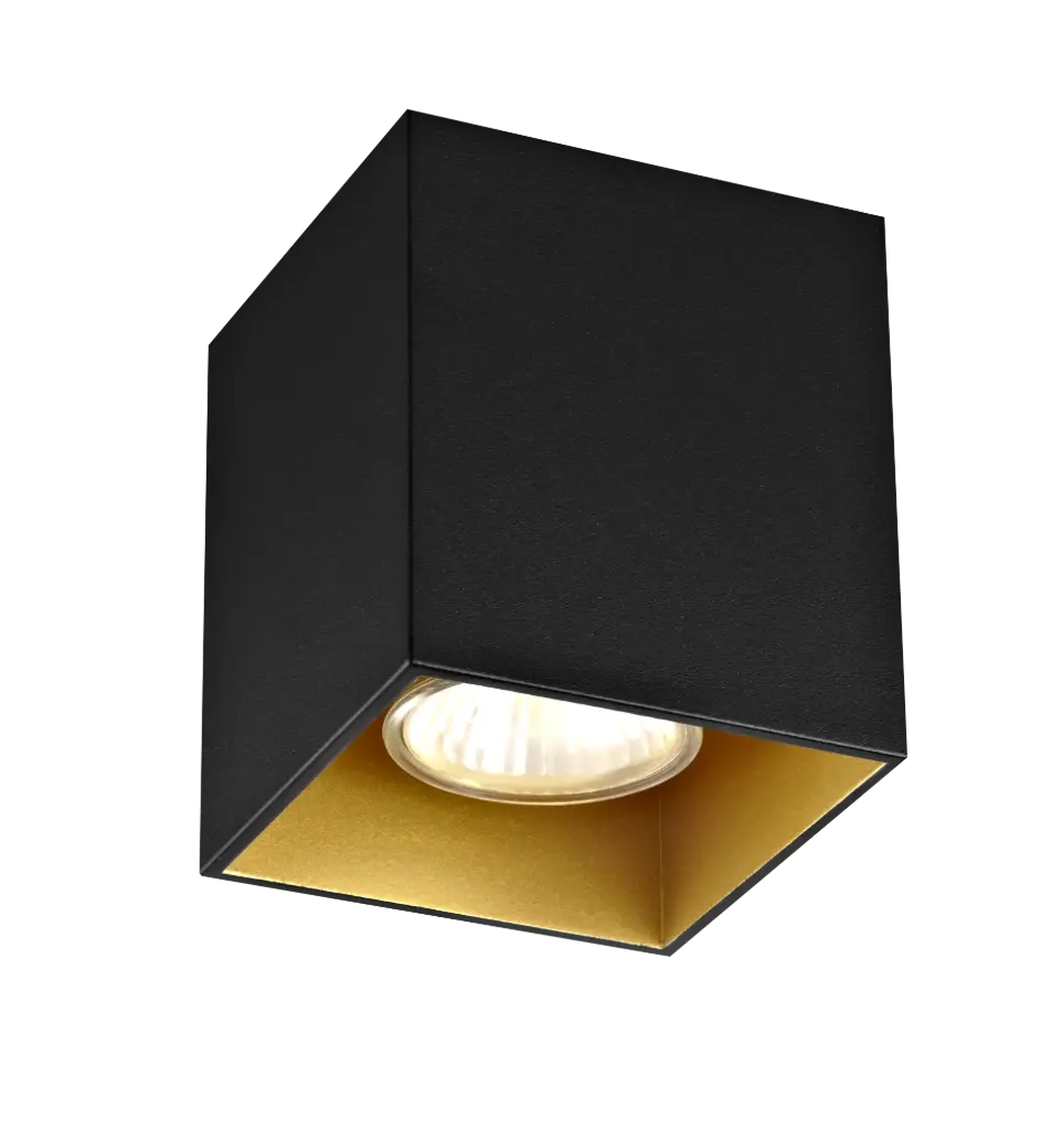 *BABAR Plafondlicht zwart / goud vierkant 1xGU10 excl (max 50W)