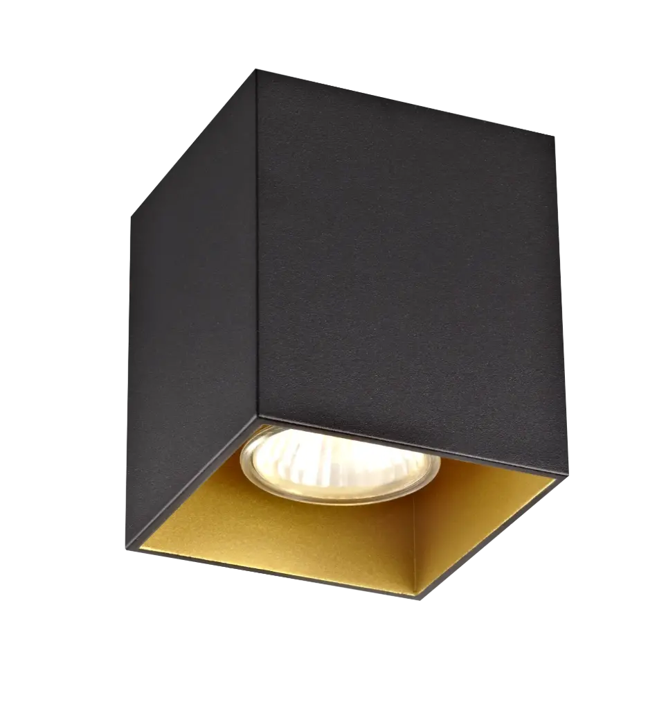 BABAR Plafondlicht zwart / goud vierkant 1xGU10 excl (max 50W)
