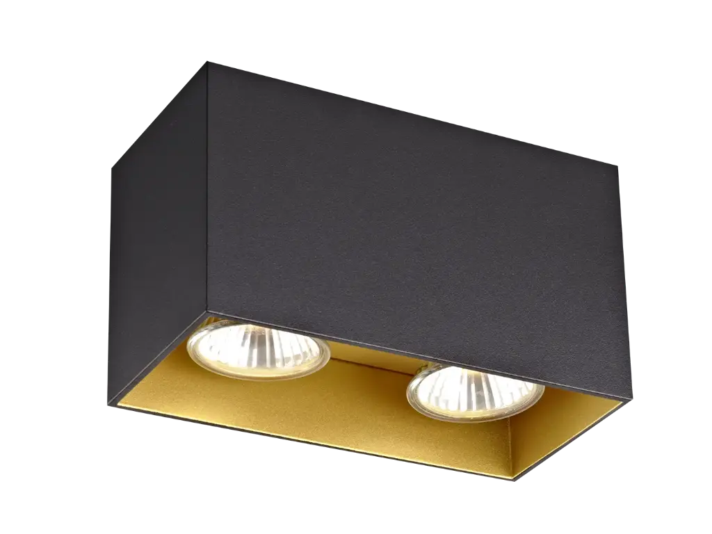 BABAR Plafondlicht zwart / goud vierkant 2xGU10 excl (max 50W)
