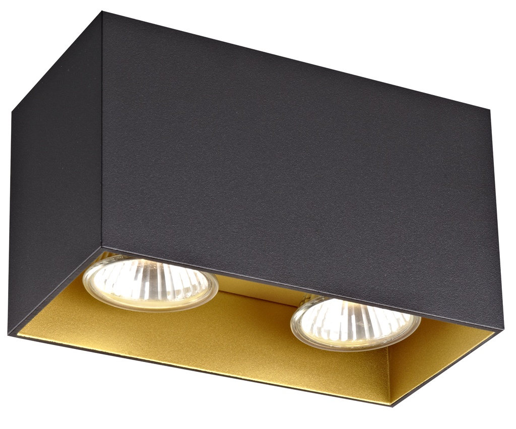 BABAR Plafondlicht zwart / goud vierkant 2xGU10 excl (max 50W)