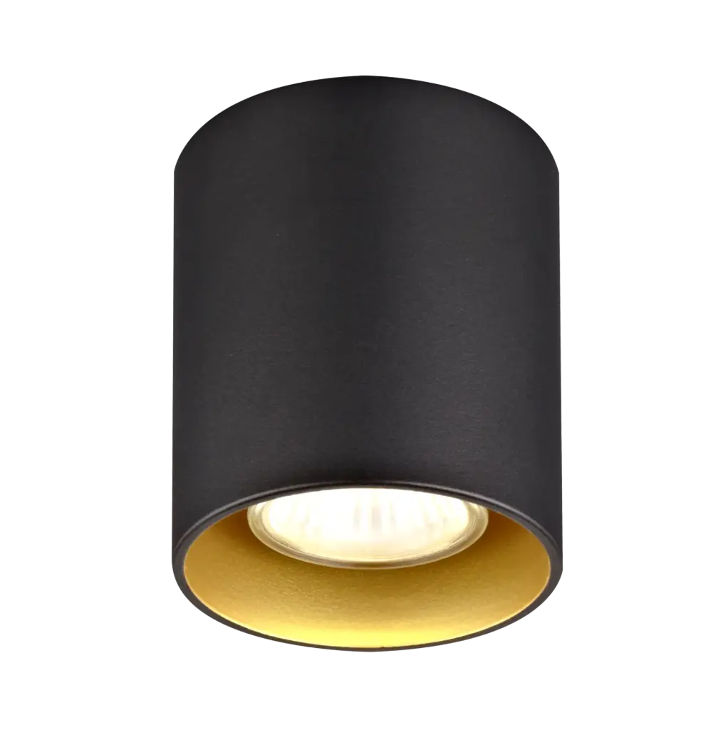 BABAR Plafondlicht zwart / goud rond 1xGU10 excl (max 50W)