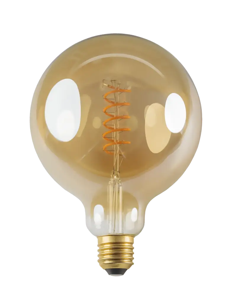E27 LED Globe Spiral G125 5W Amber 2200K Dimbaar
