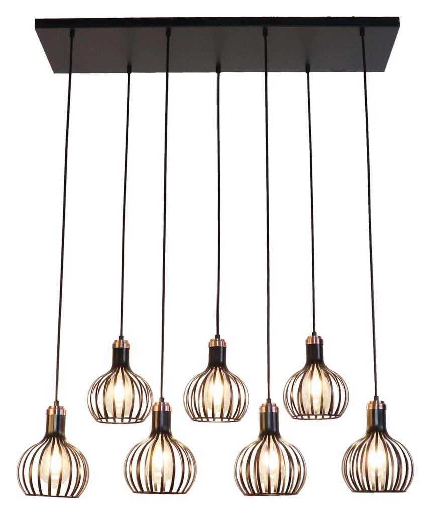 RAGA pendant 7x E27 black + copper