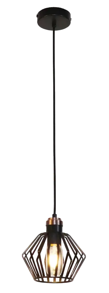 *SHURU 1x E27 pendel zwart + koper Ø16cm