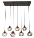 SHURU pendant 7x E27 black + copper