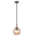 OSIRA Pendel E27 Zwart + goud, amber glas Ø200mm