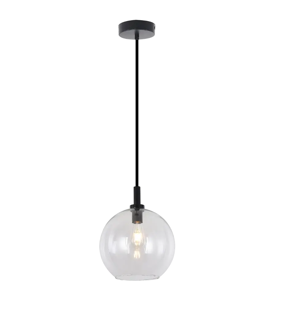 OSIRA Pendel E27 Zwart, helder glas Ø200mm