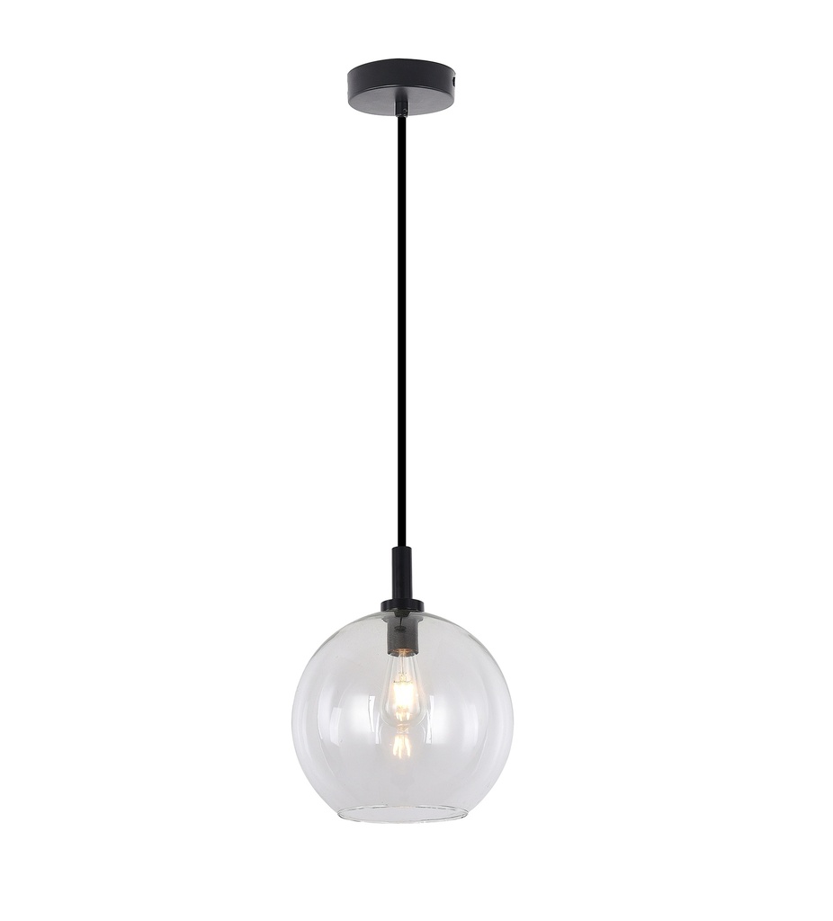 OSIRA Pendel E27 Zwart, helder glas Ø200mm