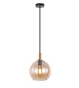 OSIRA Pendel E27 Zwart + goud, amber glas Ø250mm