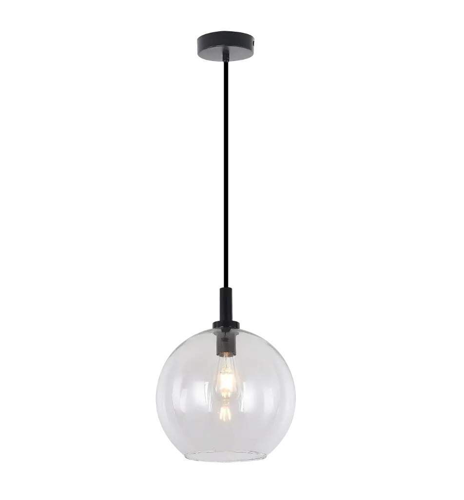 OSIRA Pendel E27 Zwart, helder glas Ø250mm