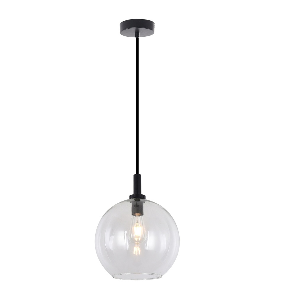 OSIRA Pendel E27 Zwart, helder glas Ø250mm