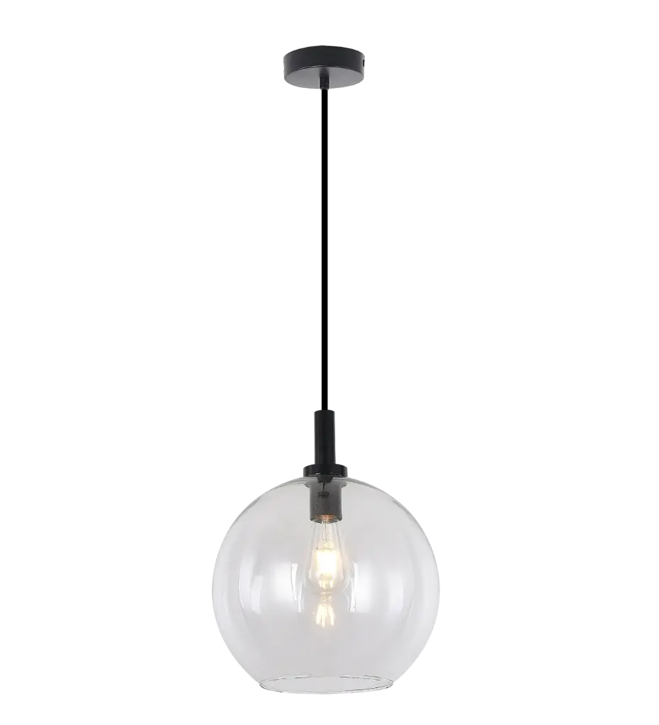 OSIRA Pendel E27 Zwart, helder glas Ø300mm