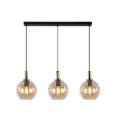 *OSIRA Pendel E27 3L Zwart + goud, amber glas 3x Ø200mm