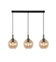 OSIRA Pendel E27 3L Zwart + goud, amber glas 3x Ø200mm