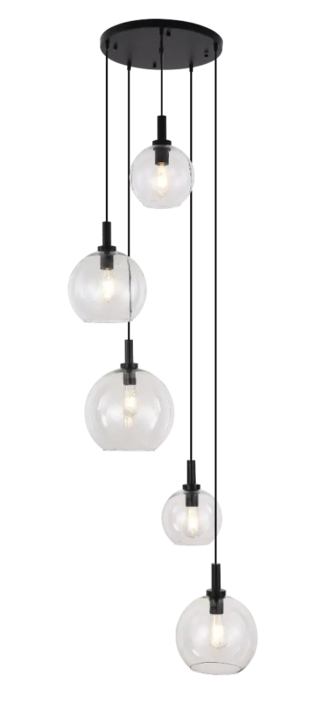 OSIRA Pendel E27 5L Zwart, helder glas