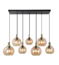 OSIRA Pendel E27 7L Zwart + goud, amber glas 4x Ø200mm, 3x Ø250mm