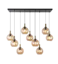 OSIRA Pendel E27 9L Zwart + goud, amber glas 9x Ø200mm