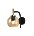OSIRA Wandlicht E27 Zwart + goud, amber glas Ø150mm
