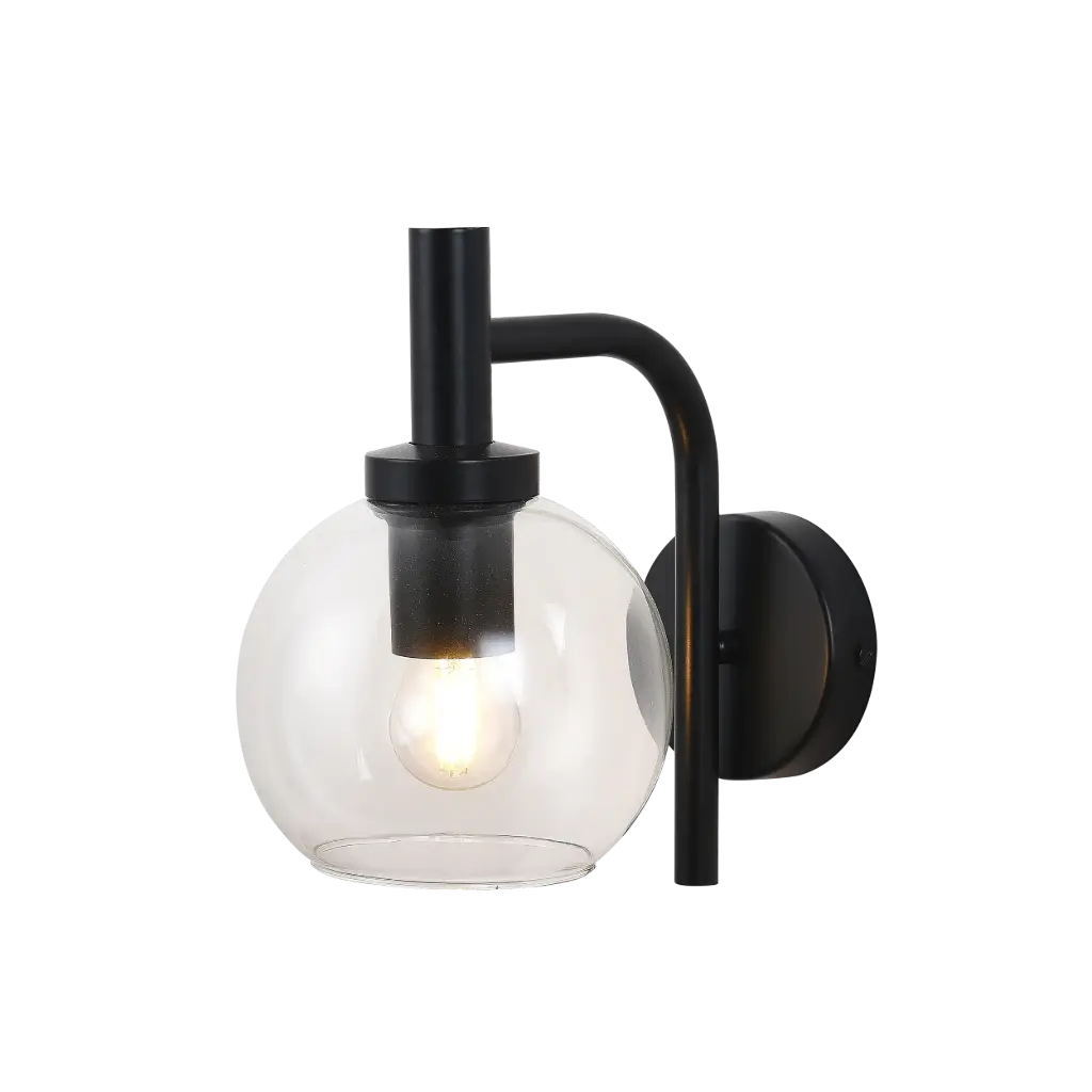 OSIRA Wandlicht E27 Zwart, helder glas Ø150mm