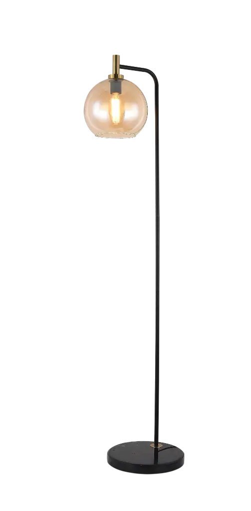 OSIRA Vloerlamp E27 Zwart + goud, amber glas Ø250mm