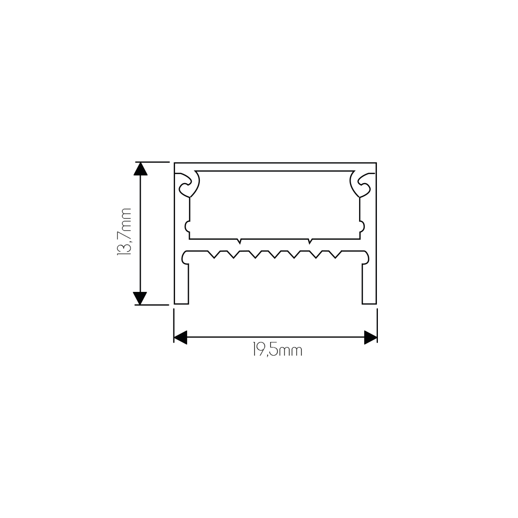 SKIRRU Aluminium profile LED for strips, 19.5*13.7*1000mm, black