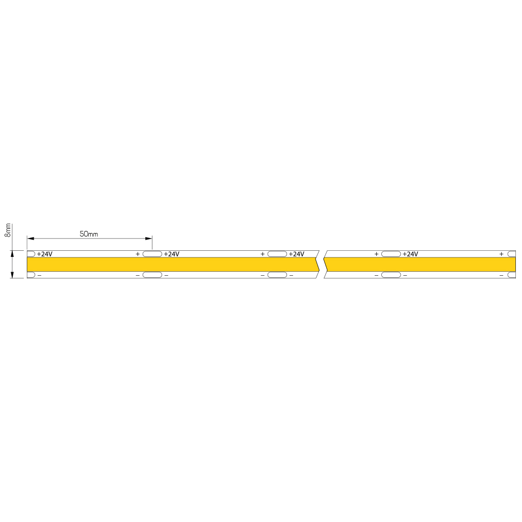 LED Strip per 10cm Dotless COB 24VDC 10W/m 3000K