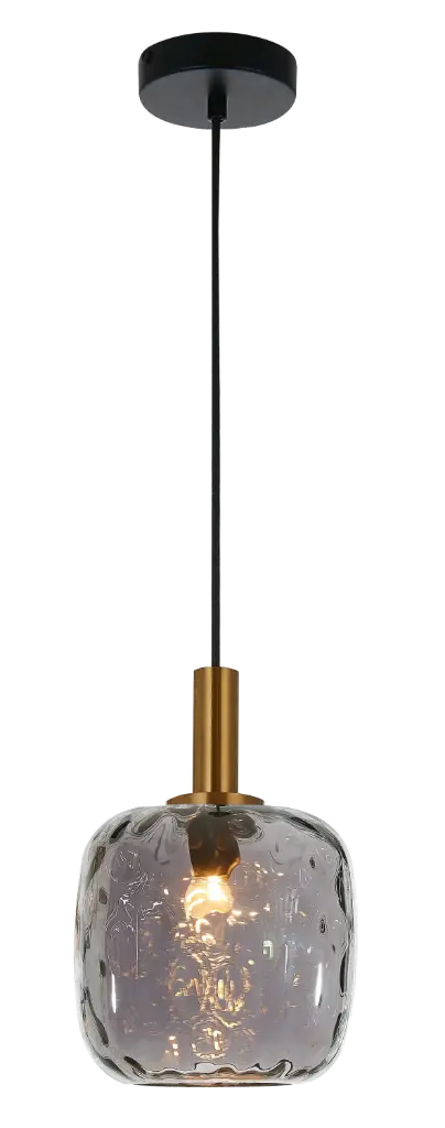 OKIRU Pendel E27 Zwart + as grijs glas Ø150mm