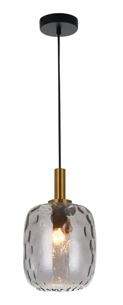 OKIRU Pendel E27 Zwart + as grijs glas Ø180mm