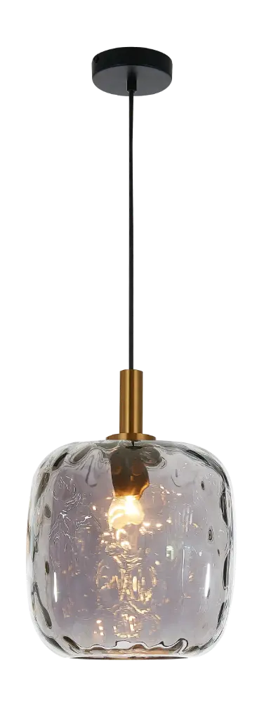 OKIRU Pendel E27 Zwart + as grijs glas Ø250mm