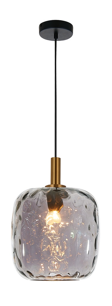 OKIRU Pendel E27 Zwart + as grijs glas Ø250mm