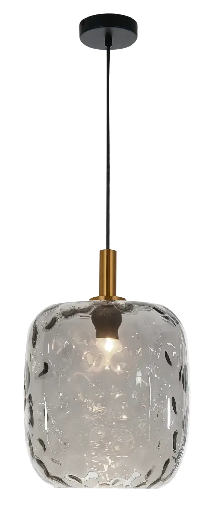 OKIRU Pendel E27 Zwart + as grijs glas Ø275mm