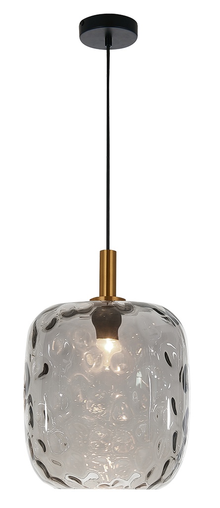 OKIRU Pendel E27 Zwart + as grijs glas Ø275mm
