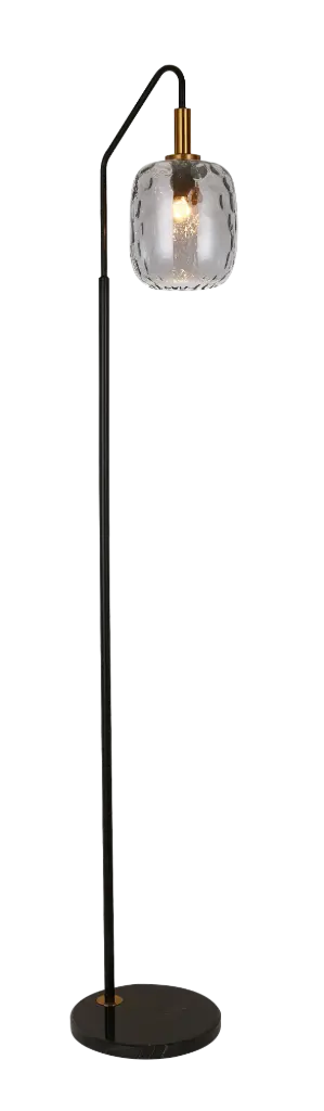 OKIRU Vloerlamp E27 Zwart + as grijs glas Ø180mm