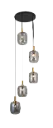 OKIRU Pendel 5xE27 Zwart + 5x as grijs glas Ø180mm