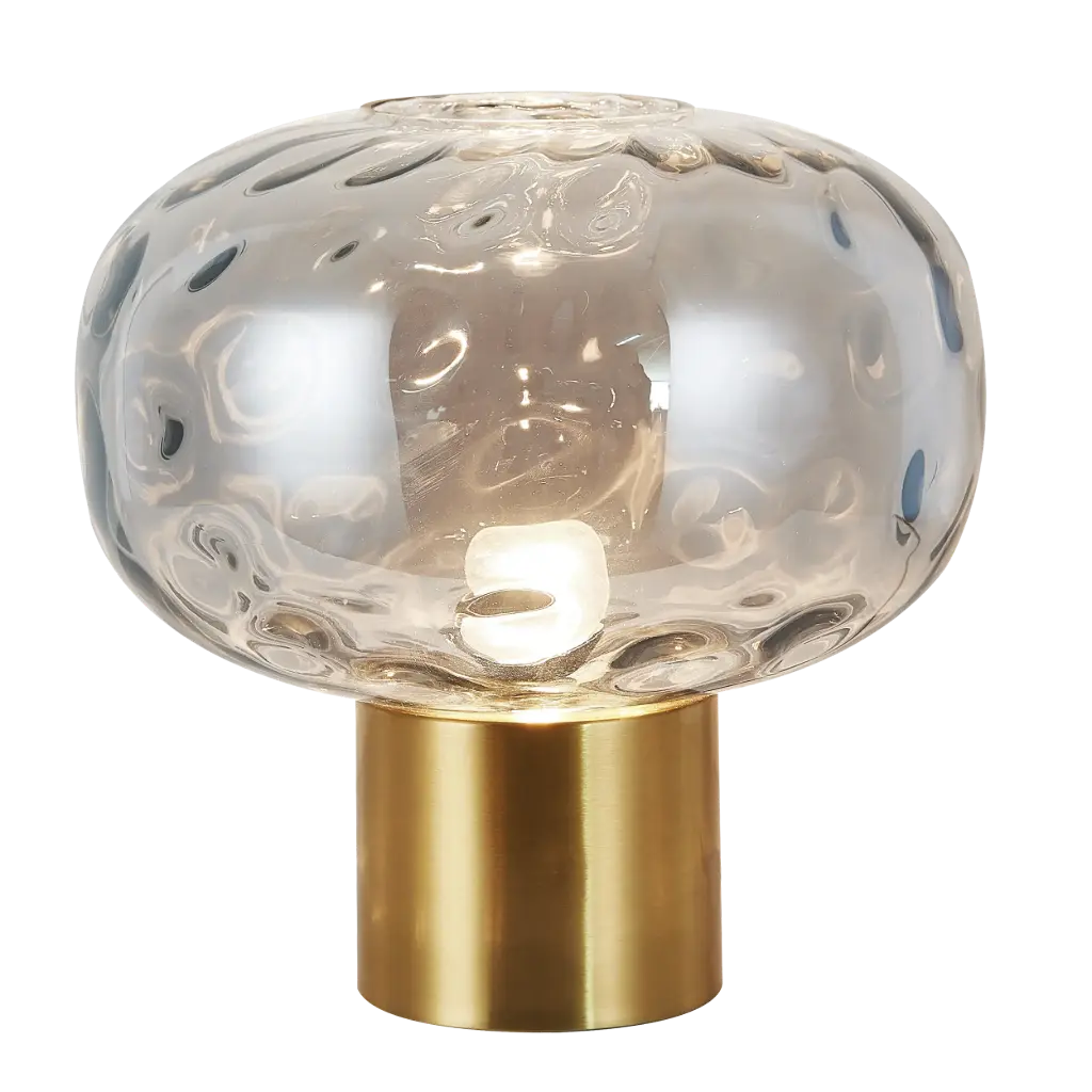 OKIRU Tafellamp E27 Goud + as grijs glas Ø300mm