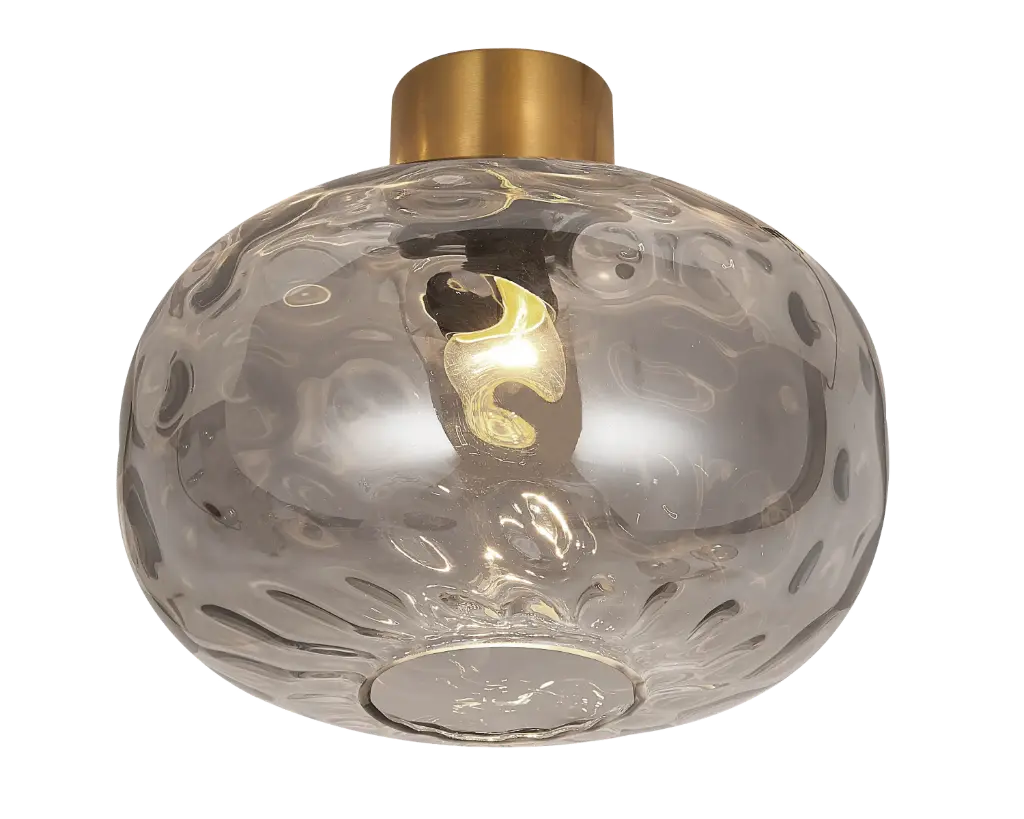 OKIRU Plafond lamp E27 Goud + as grijs glas Ø300mm