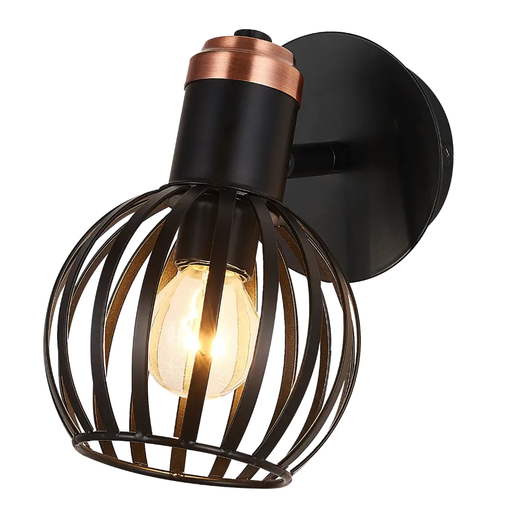 RAGA Wand licht 1x E14 zwart / brons + schakelaar