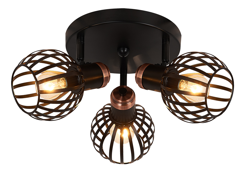 RAGA Plafond licht 3x E14 zwart / brons