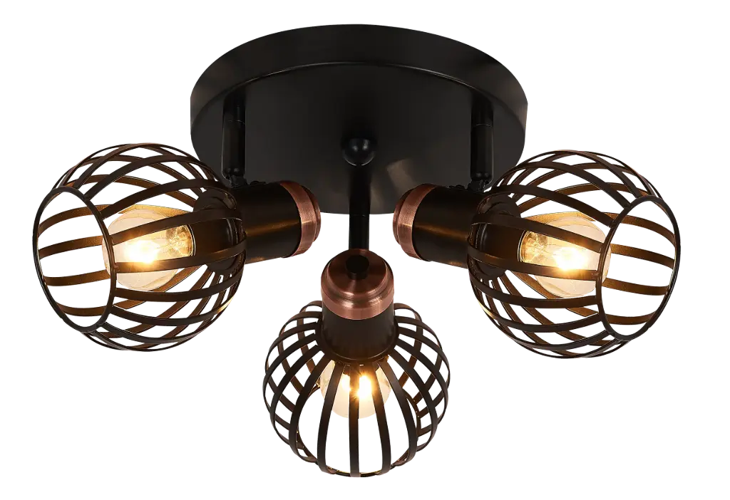 RAGA Plafond licht 3x E14 zwart / brons