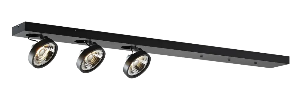 *AEON-3 XL zwart 3x AR111 (incl) 1200mm basis voor pendels