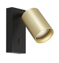 TABOO 1L GU10 (excl) zwart + geborsteld goud, wand licht + schakelaar