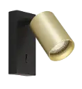 TABOO 1L GU10 (excl) zwart + geborsteld goud, wand licht + schakelaar