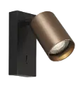 TABOO 1L GU10 (excl) zwart + geborsteld brons, wand licht +schakelaar