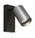 TABOO 1L GU10 (excl) zwart + geborsteld staal, wand licht +schakelaar