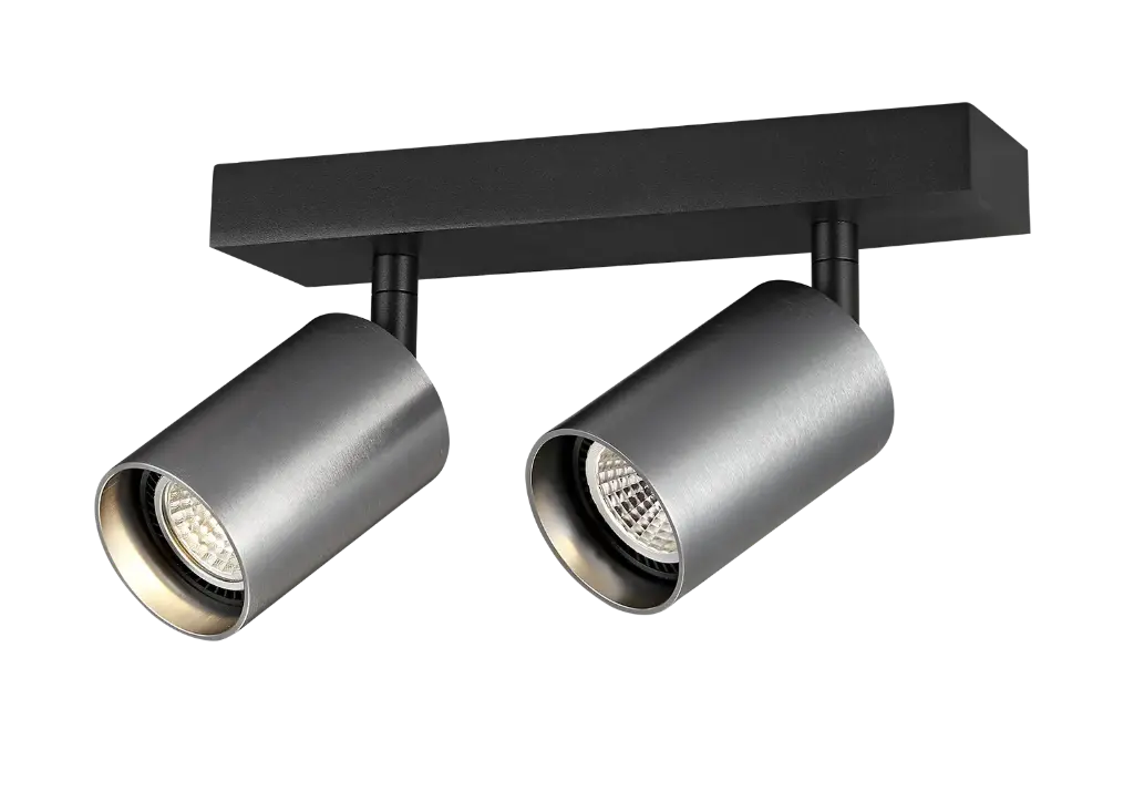 TABOO 2L GU10 (excl) noir + acier brossé, plafonnier